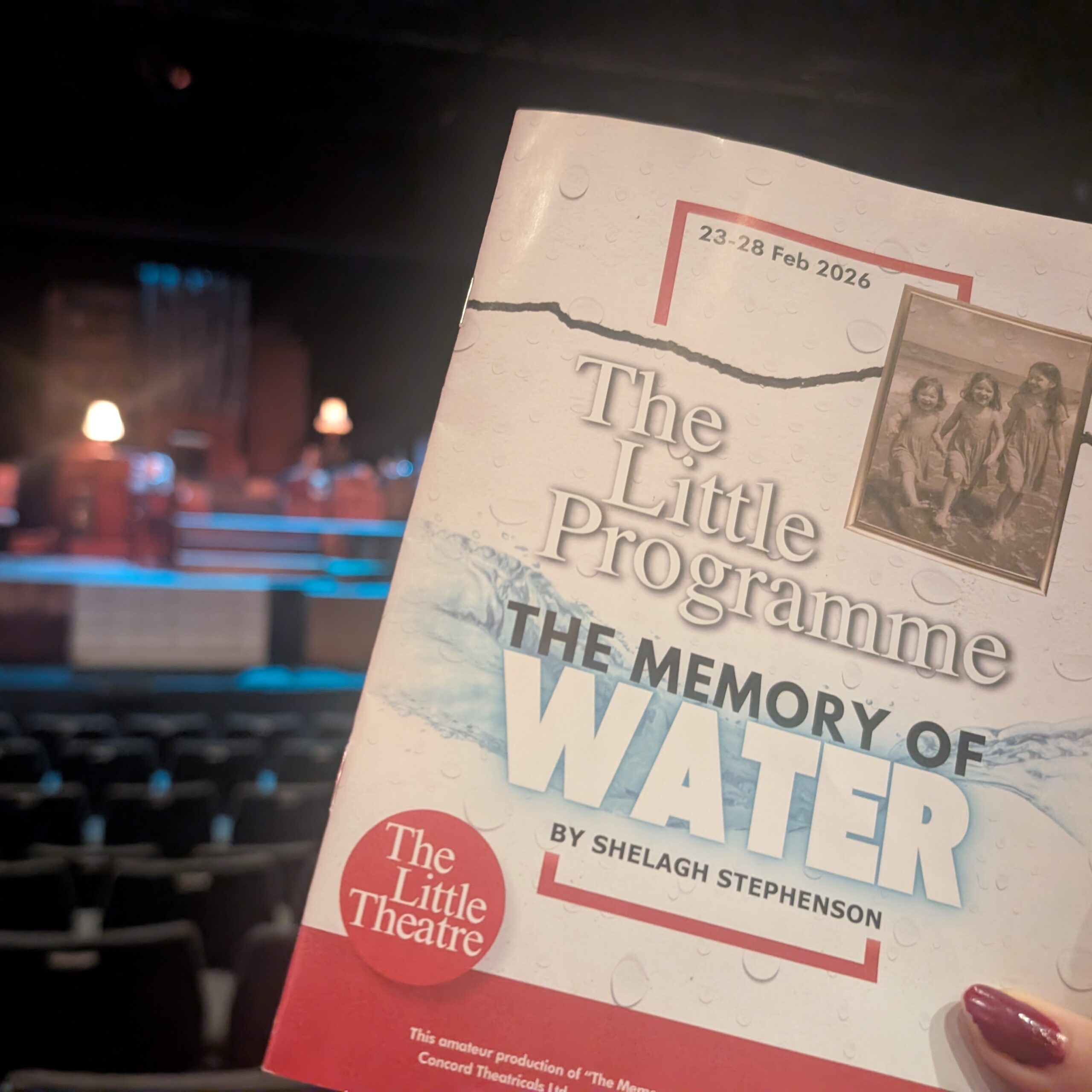 Programme of The Memory of Water by Shelagh Stephenson at the Little Theatre.